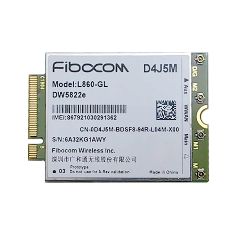 Fibocom L860-GL DW5822e XMM7560 D4J5M 4G tarjeta WWAN LTE M.2 CAT16 1Gbps módulo para DELL Inspiron 7490 portátil Notebook