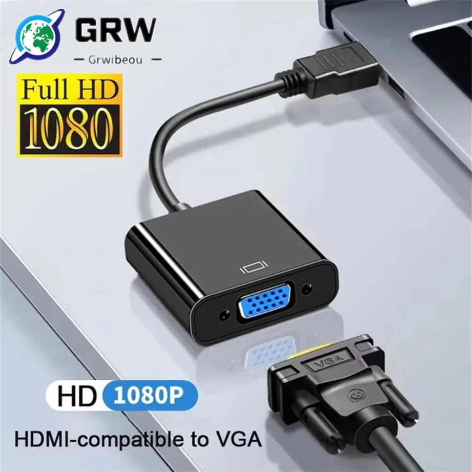 Adaptador HDMI a VGA de 1080P, convertidor de Cable VGA analógico Digital compatible con HDMI macho a hembra para PC, portátil, tableta, HDTV - imagen 2