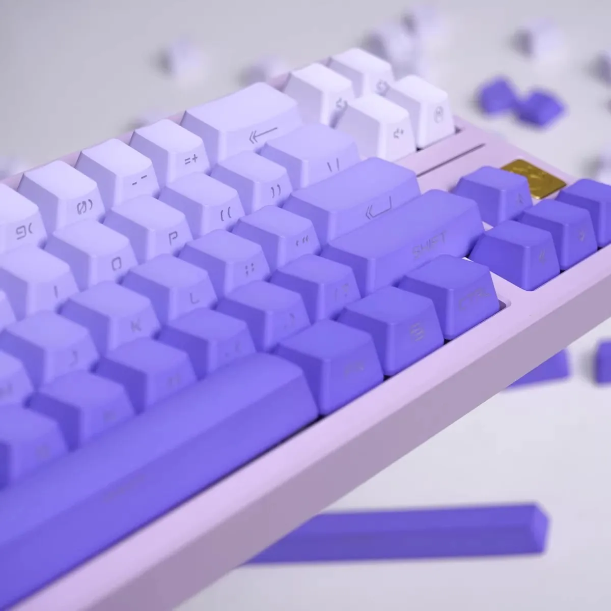 Sublimación de tinte, hermosas teclas moradas de ensueño, Material PBT grabado lateral, 134 teclas, perfil OEM para teclas de teclado mecánico - imagen 5