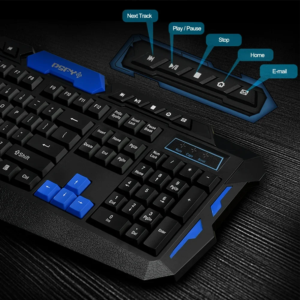 Teclado inalámbrico de 2,4 GHz para videojuegos, Combo de ratón, 19 teclas, Anti-ghosting, ratón DPI ajustable, adaptador receptor USB, alfombrilla para ratón - imagen 2
