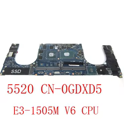 Yourui para la placa base del ordenador portátil DELL 5520 con SR32K E3-1505M V6 CPU M1200 CN-0GDXD5 0GDXD5 GDXD5 LA-E331P prueba completa