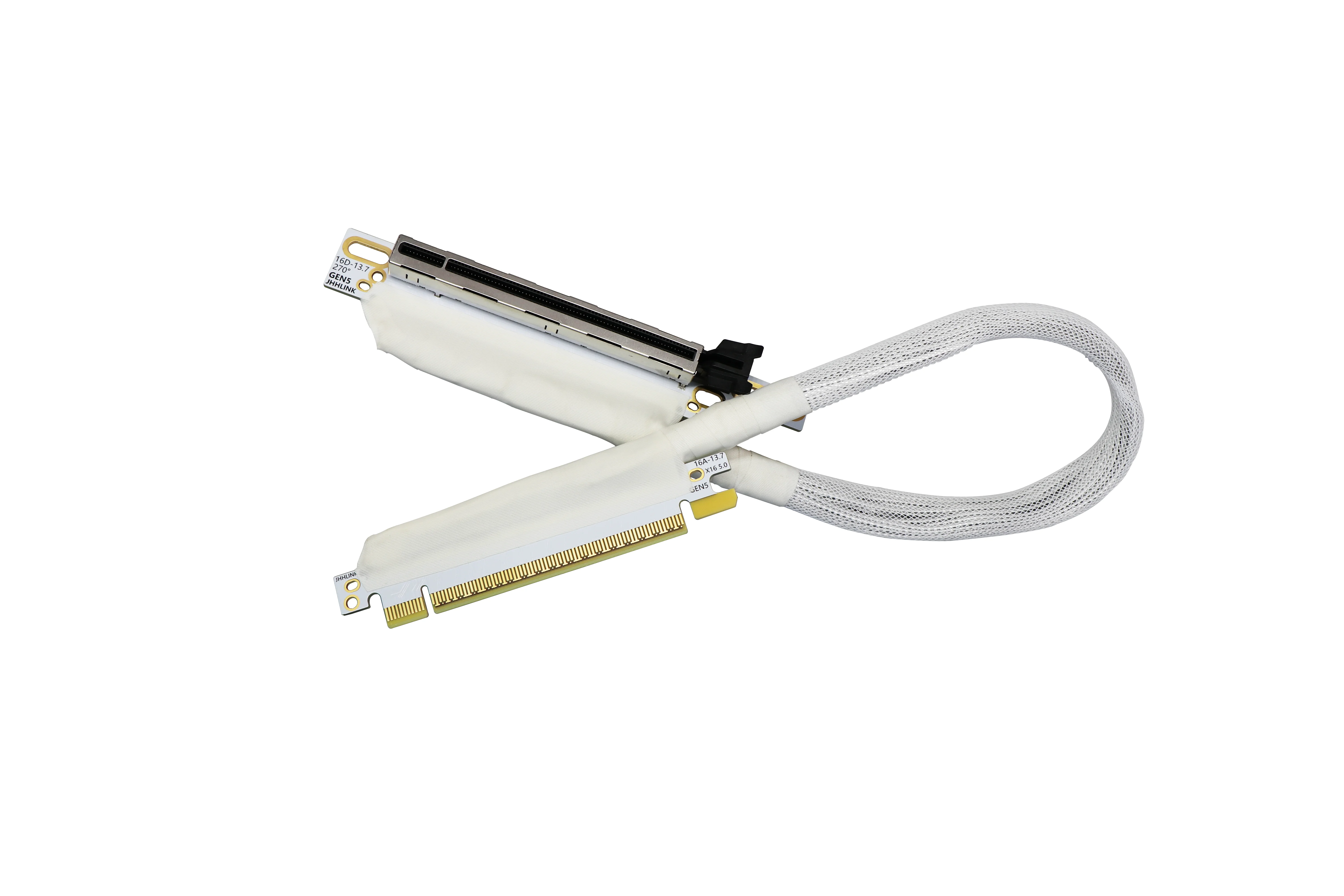 Tarjeta gráfica PCIE 5,0 X16 blanca Cable de extensión GPU Chapado en plata PCI-E 5,0 X16 GEN5 64GT \ S Cable elevador Cable de servidor de alta velocidad - imagen 3