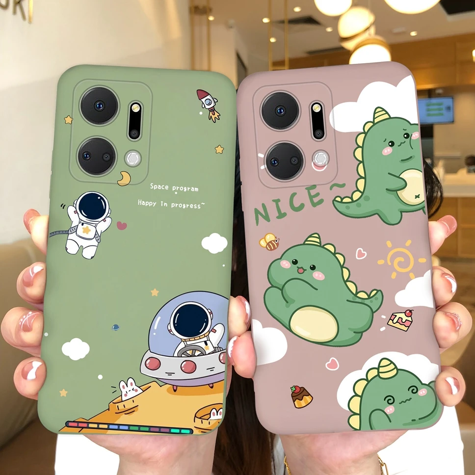 Funda para Honor X7A X8A moda dinosaurio astronautas mate Capa protectora trasera de silicona suave para HonorX7A X 8A Fundas Coque - imagen 4