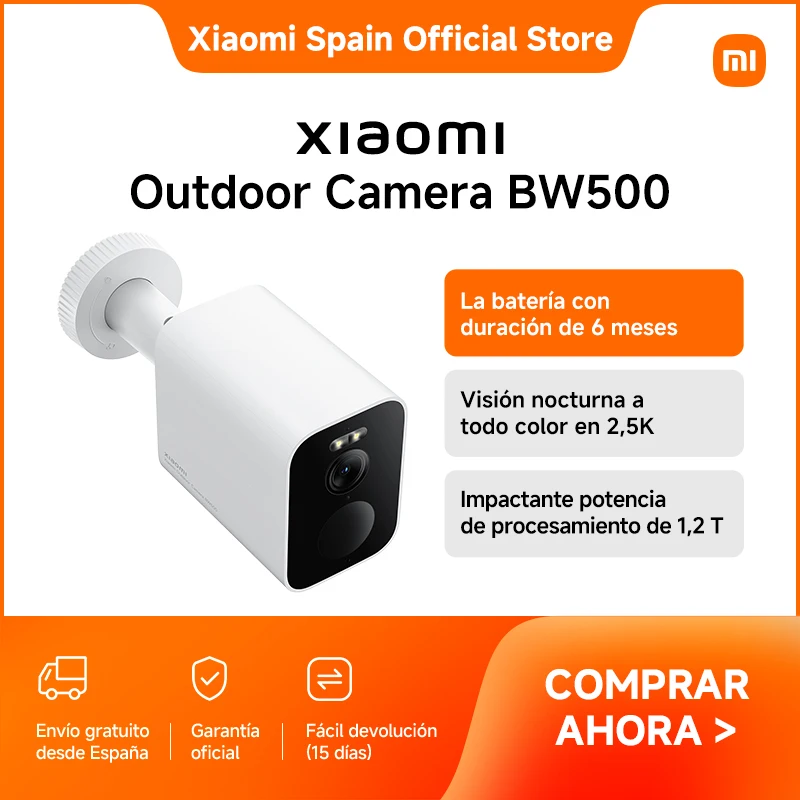 Oficial | Xiaomi Outdoor Camera BW500, La batería con duración de 6 meses, Visión nocturna a todo color en 2,5K, Impactante potencia de procesamiento de 1,2 T
