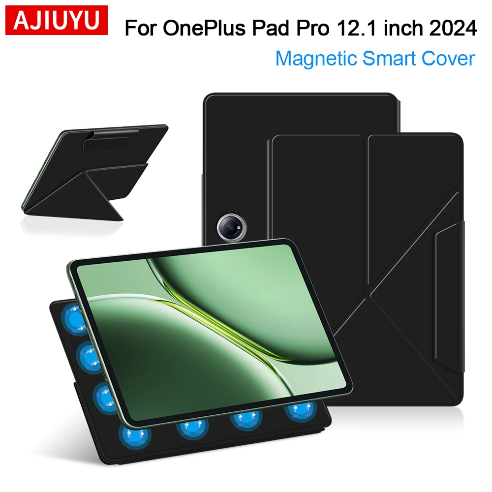 AJIUYU funda magnética inteligente para OnePlus Pad Pro 12,1 pulgadas 2024 funda de cuero PU con soporte abatible para OnePlus Pad 2 funda para tableta de 12,1"