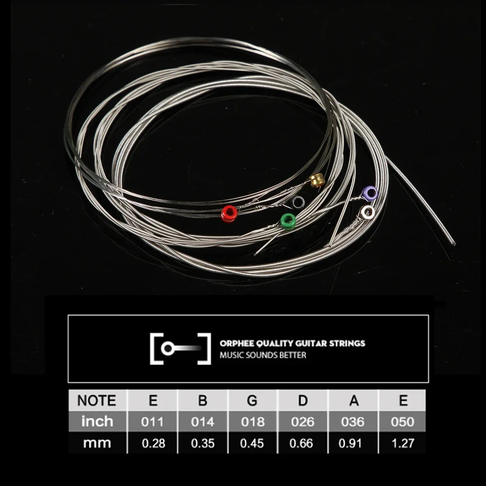 Studio Quality Sound Orphee Rx19 Cuerdas eléctricas de tensión media 6 juegos - Niquelado brillante, jugabilidad suave - imagen 4