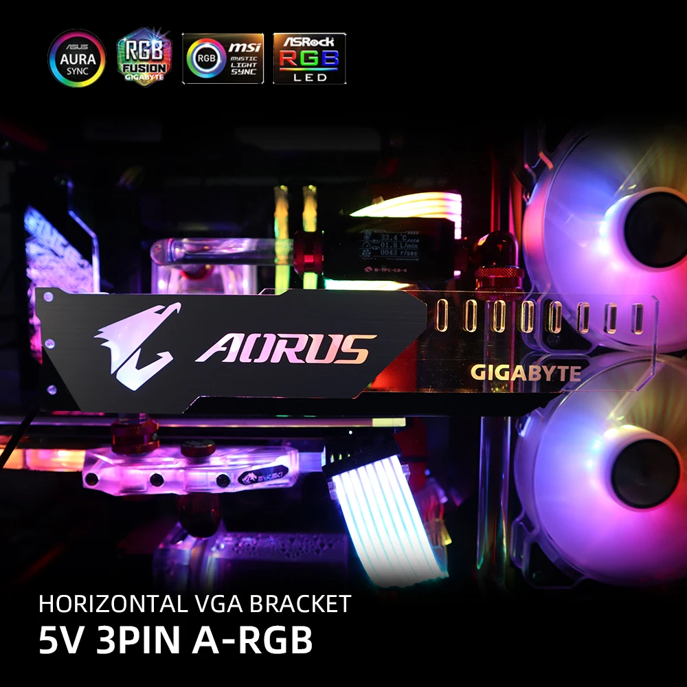 Tarjeta de vídeo soporte Horizontal de aluminio soporte GPU 5V3Pin VGA soporte RGB MSI ROG NVIDIA A-RGB Metal AURA 12V MOD personalizado - imagen 4