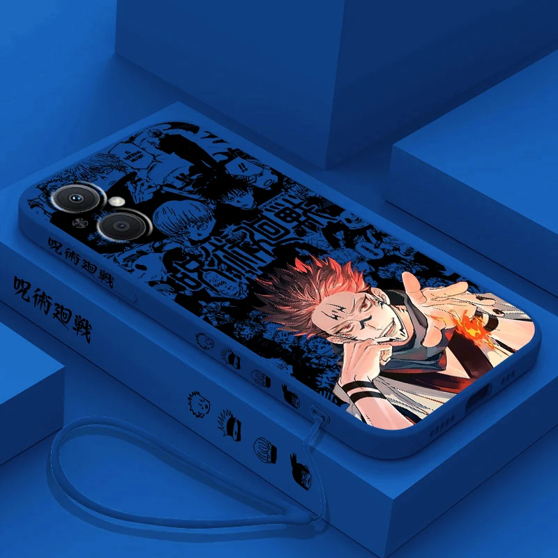 Jujutsu Kaisen Yuji Sukuna funda de teléfono para OPPO Find X5 X3 X2 Lite Pro Neo A5 A53 A94 4G 5G cubierta suave de cuerda izquierda líquida