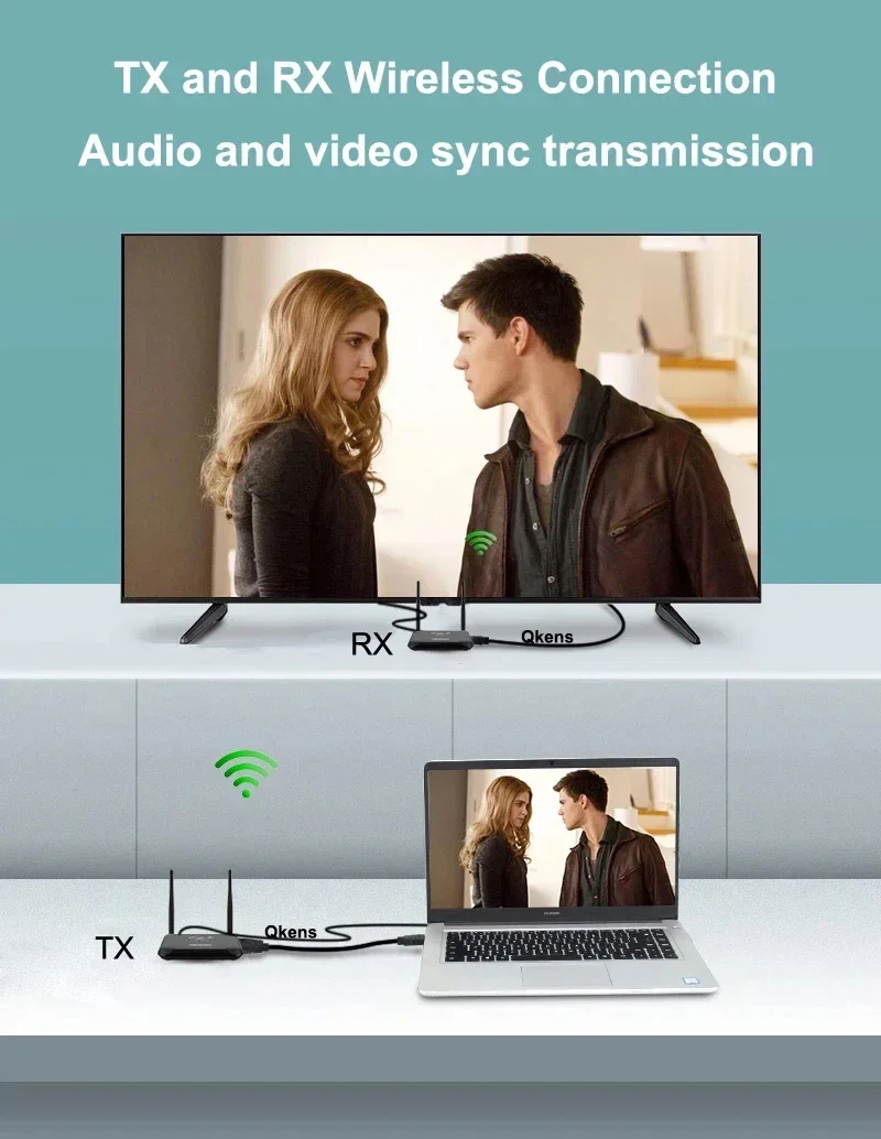 Extensor inalámbrico WIFI HDMI de 150m, transmisor receptor de vídeo, divisor de pantalla de 1 a 2, emisor para PS4, DVD, portátil, PC a proyector de TV - imagen 5