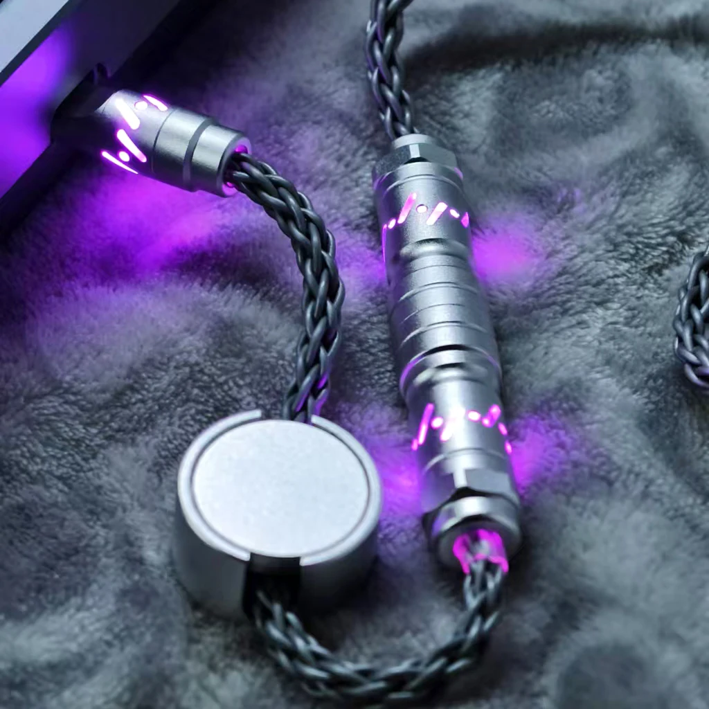 Cable enchufable de aviación Hiomu, Cable de carga de teclado de eje magnético 8K personalizado de cobre de un solo cristal RGB hueco luminoso, 1,5 m - imagen 5