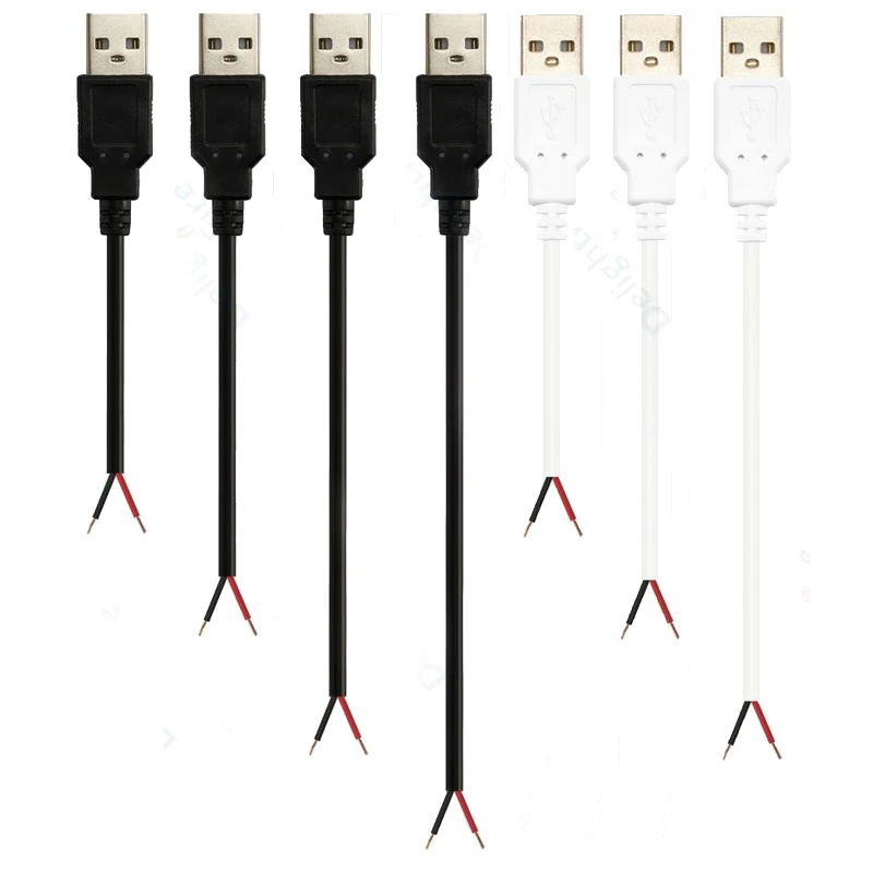 Cable USB Pigtail macho hembra Cable de alimentación pelado conector de repuesto de 12V para tira LED USB reemplazar reparación ventiladores altavoz