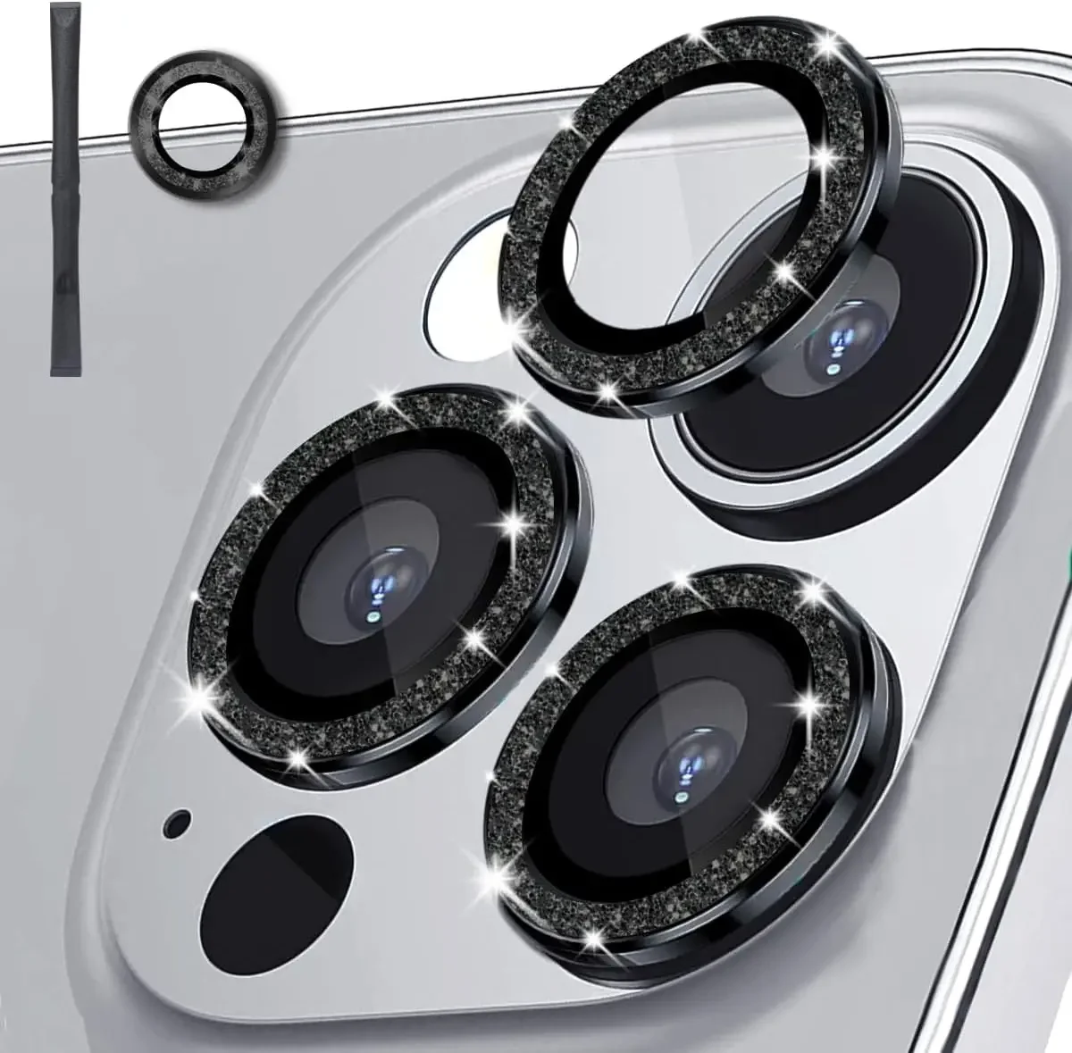 2-3 uds película de lente rosa brillante para IPhone 15 16 17Pro Max Protector de lente de cámara 9H cubierta de cámara de vidrio templado Metal Individual Rin - imagen 5