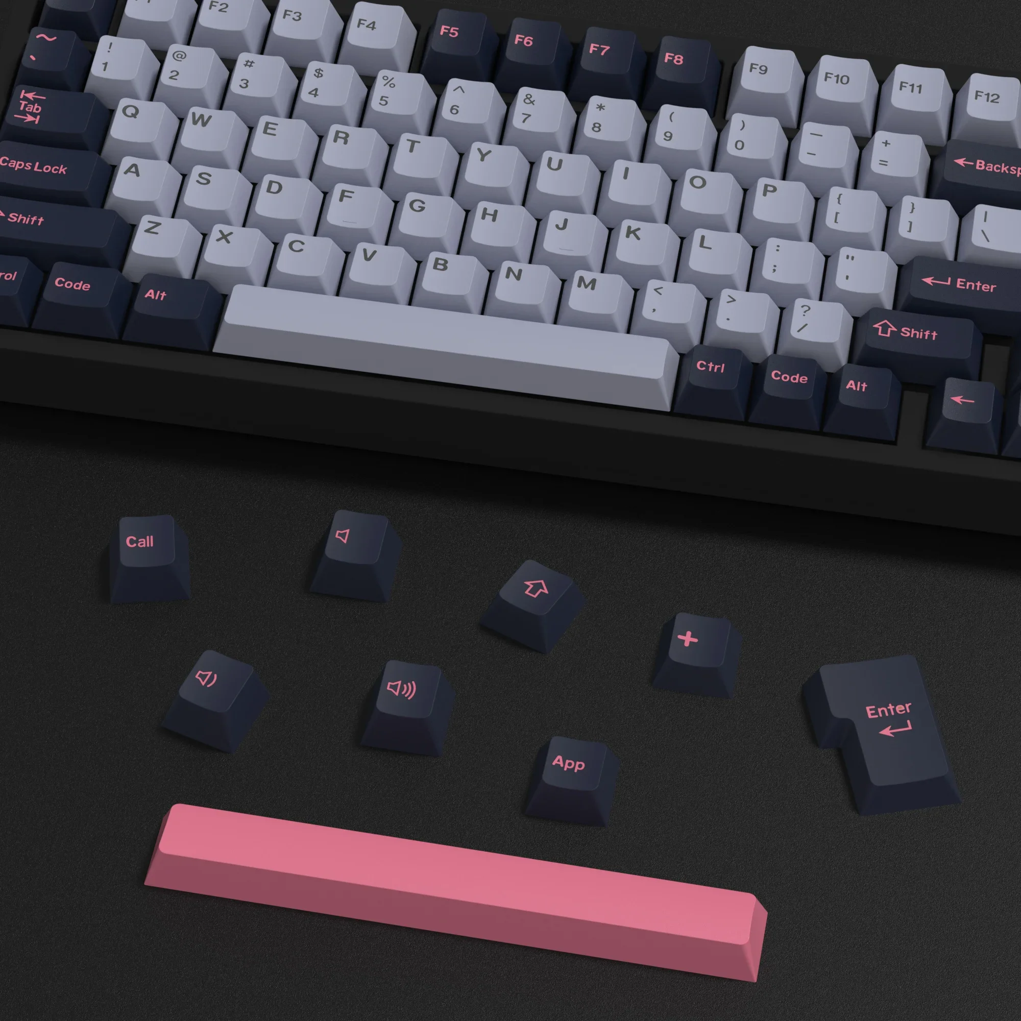 KBDiy-teclas PBT 8008 de 174 teclas, perfil de cereza, doble disparo, teclas ISO personalizadas para teclado mecánico Gaming7U para aula F87 F108 - imagen 2