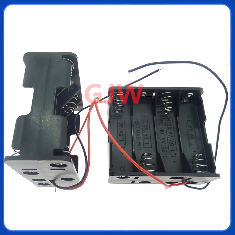 Soporte de batería AA, caja de plástico con resorte de doble cara, caja de batería con 4 ~ 10 ranuras, caja de almacenamiento de batería de 6V, conexión de serie