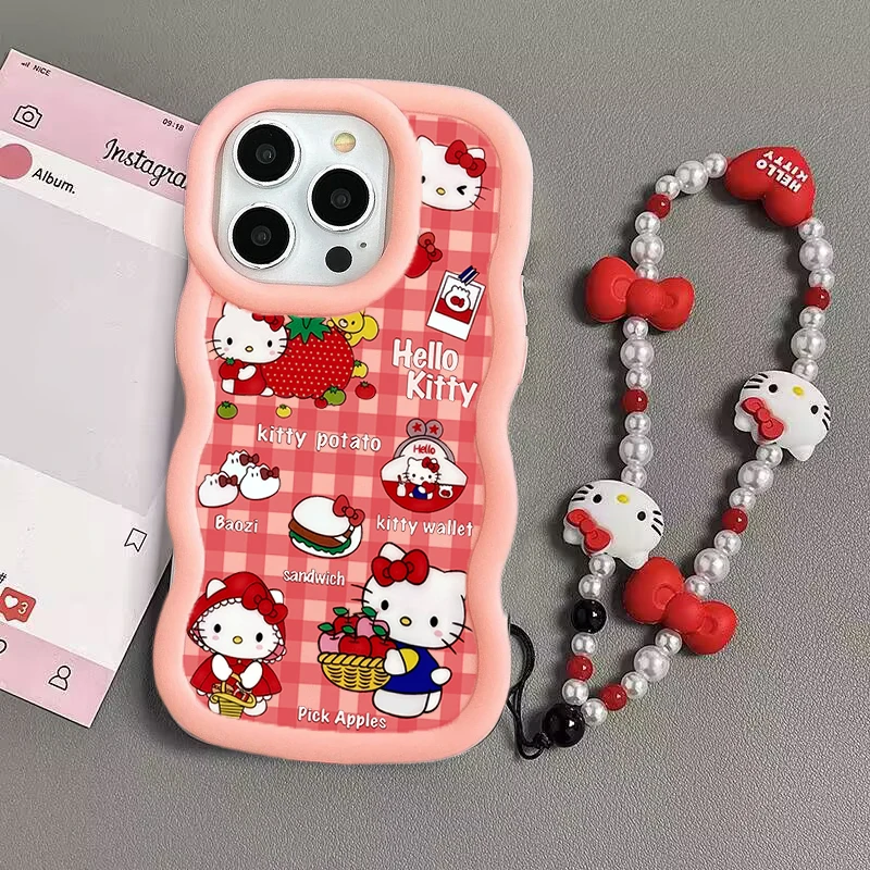 Funda para Honor 400 Lite Magic 7 90 Lite X7B X9B X9A X7A X8A X8C X8B Huawei P40 Lite funda Hello Kitty Love Chain 3D Wave Silico - imagen 2