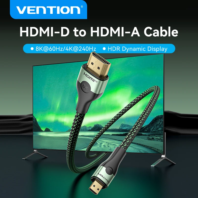 Vention Micro HDMI-Cable Compatible con HDMI 8K @ 60Hz para tabletas tarjeta de vídeo cámara videocámara TV proyector Micro HDMI 2,1 Cable