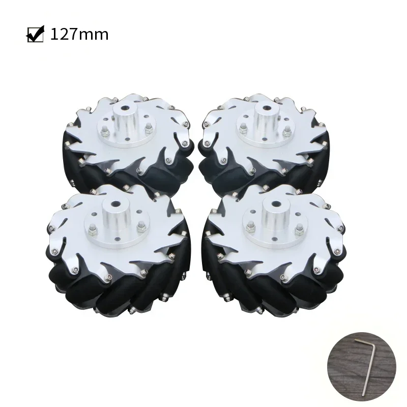 4 unids/set 100mm aleación de aluminio Metal Mecanum rueda omnidireccional para Arduino Raspberry Pi DIY coche robótico - imagen 5
