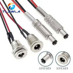 1 Uds DC099 5,5x2,1mm 5,5x2,5mm toma de corriente CC adaptador de conector hembra roscado con cables de 20AWG DC-099 10CM 20CM