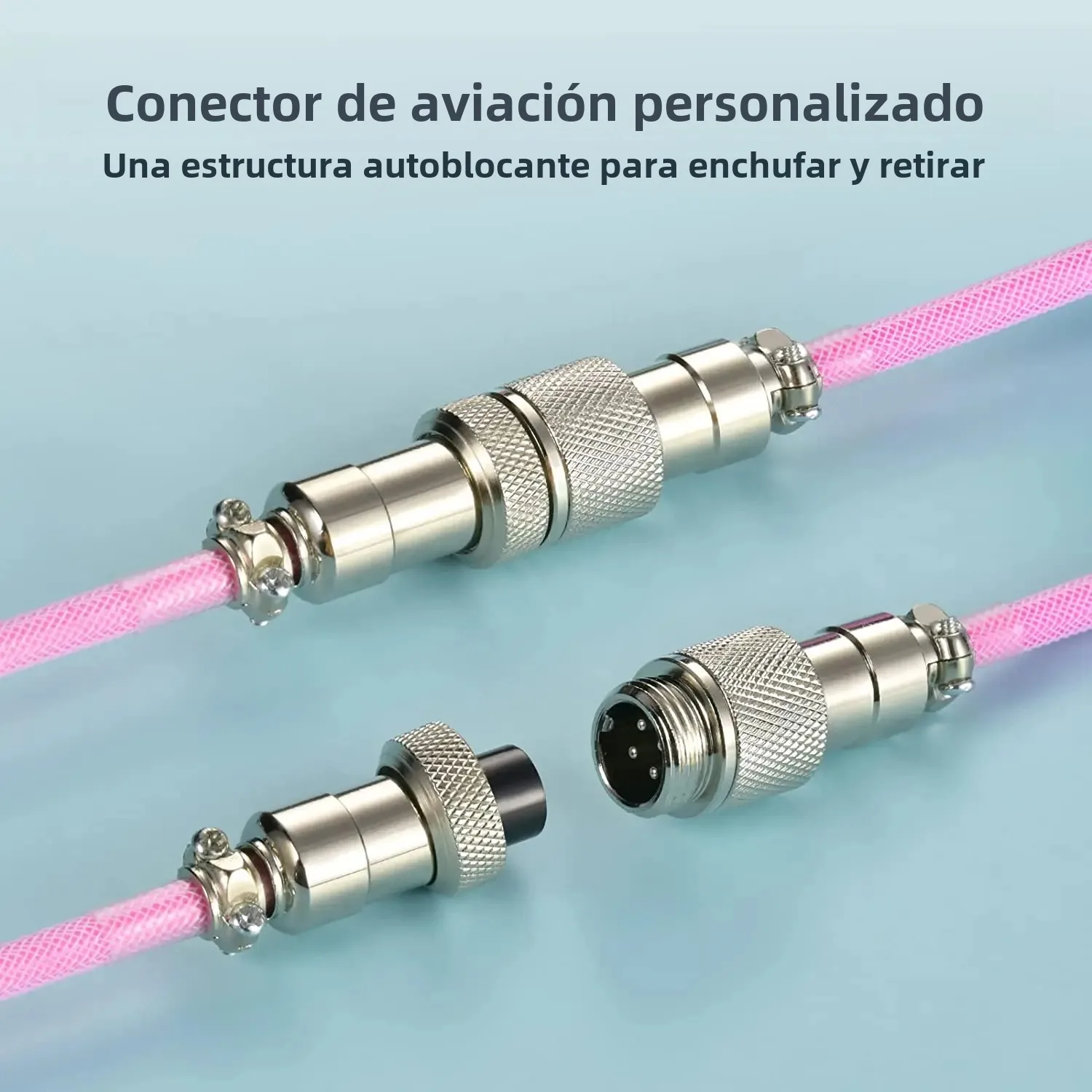 Cable de teclado en espiral de iluminación Cable USB C con línea RGB Cable de teclado mecánico Cable de teclado de aviador de doble manga - imagen 4