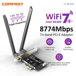 Comfast Intel BE200 Tarjeta WiFi 7 PCIe Tríband con Bluetooth