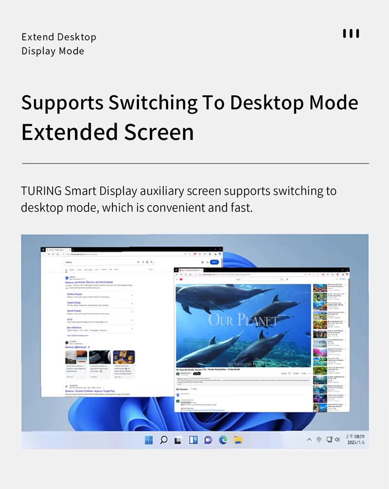 TURZX pantalla secundaria de 8 pulgadas IPS USB LCD CPU GPU RAM 1280*800 Monitor de ordenador extensión de escritorio para Windows 10 11 - imagen 4