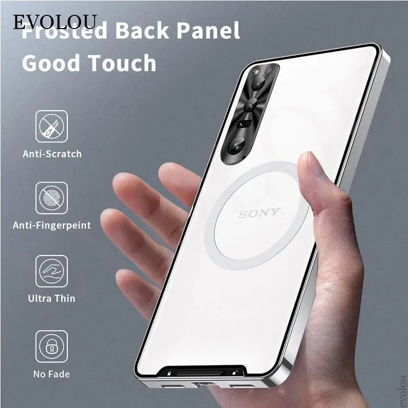 Magsafe-funda magnética de carga inalámbrica para Sony Xperia 1, 5 V, IV, marco de Metal delgado, armadura a prueba de golpes, cubierta dura para Xperia1 IV - imagen 5