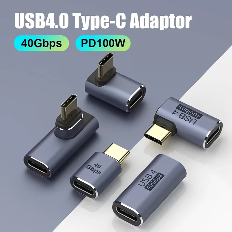 Conector de cargador USB 4,0 PD 100W 8K 60Hz para Macbook 40Gbps adaptador USB C OTG de alta velocidad en forma de U ángulo recto macho a hembra