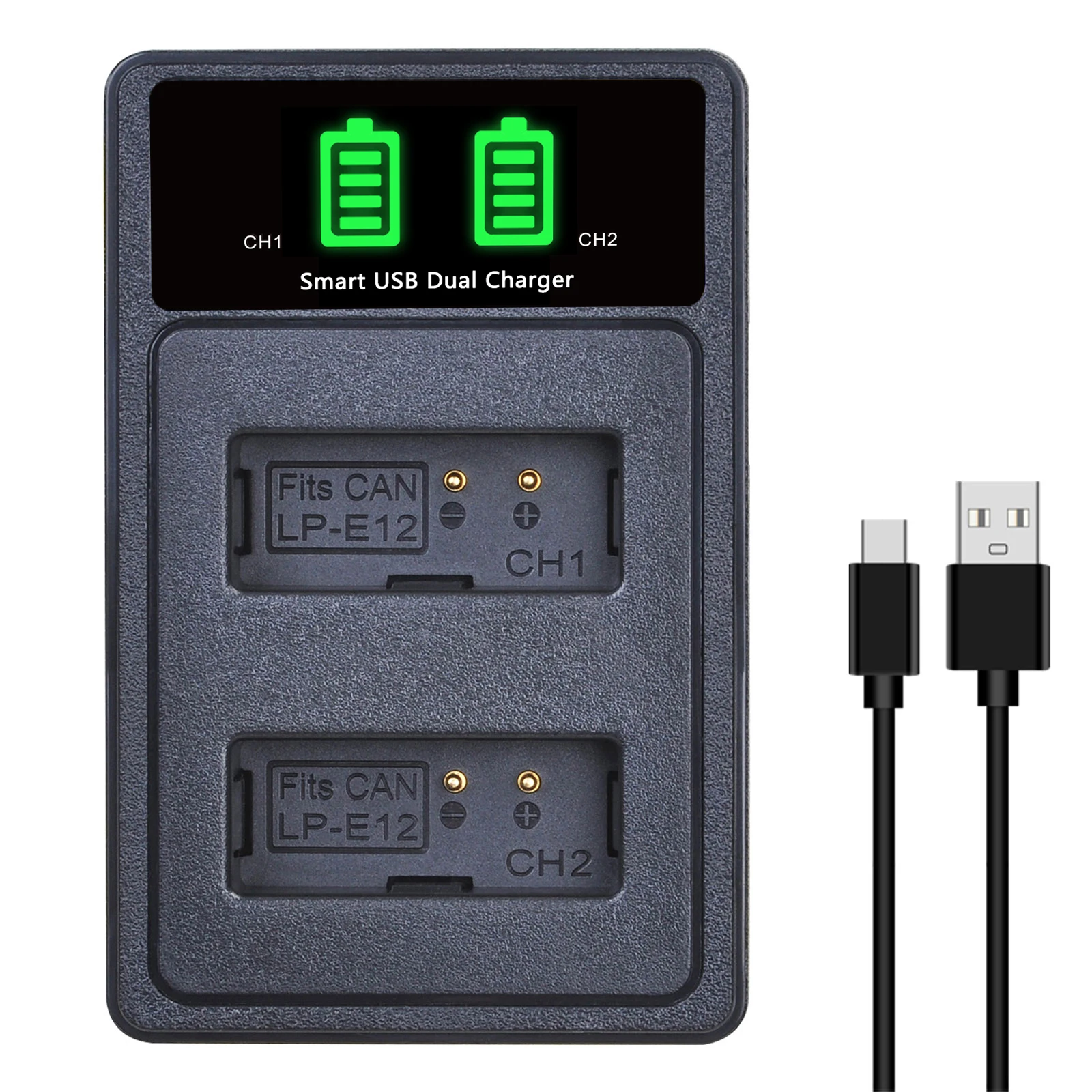 Batería LP-E12 + cargador doble para cámaras digitales Canon EOS-M,EOS M2,M10,EOS M50,EOS M50 Mark II,EOS M100,M200,SX70 HS,Rebel SL1 - imagen 4