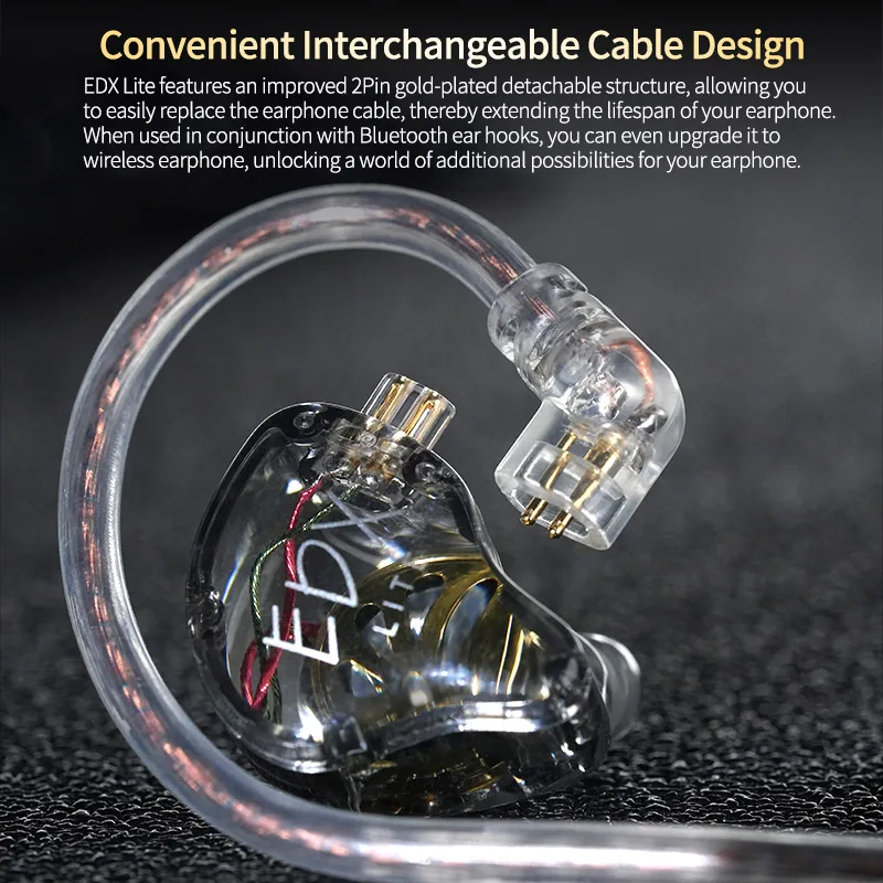 KZ EDX Lite -Auriculares deportivos EDX Lite, audífonos estéreo de graves HIFI, para música en el oído, Monitor de escenario en vivo, para juegos, ZSNPROX ZSTX - imagen 4
