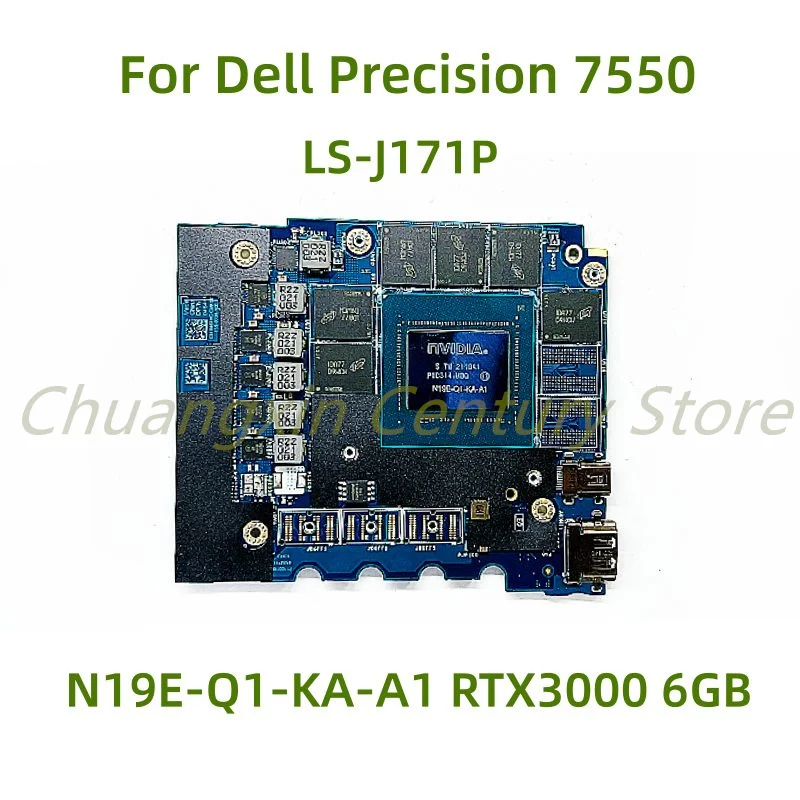 Placa base LS-J171P adecuada para portátil Dell Precision 7550 con N19E-Q1-KA-A1 RTX3000 6GB 100% probado completamente en funcionamiento