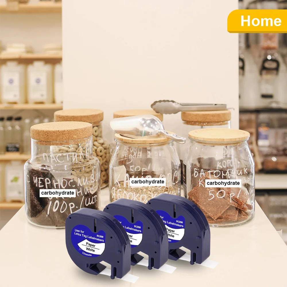 10/20PK Compatible Dymo Letratag cinta Dymo 91201 12267 91202 91200 etiqueta transparente blanca para impresora Dymo Letratag LT100H 200B - imagen 5