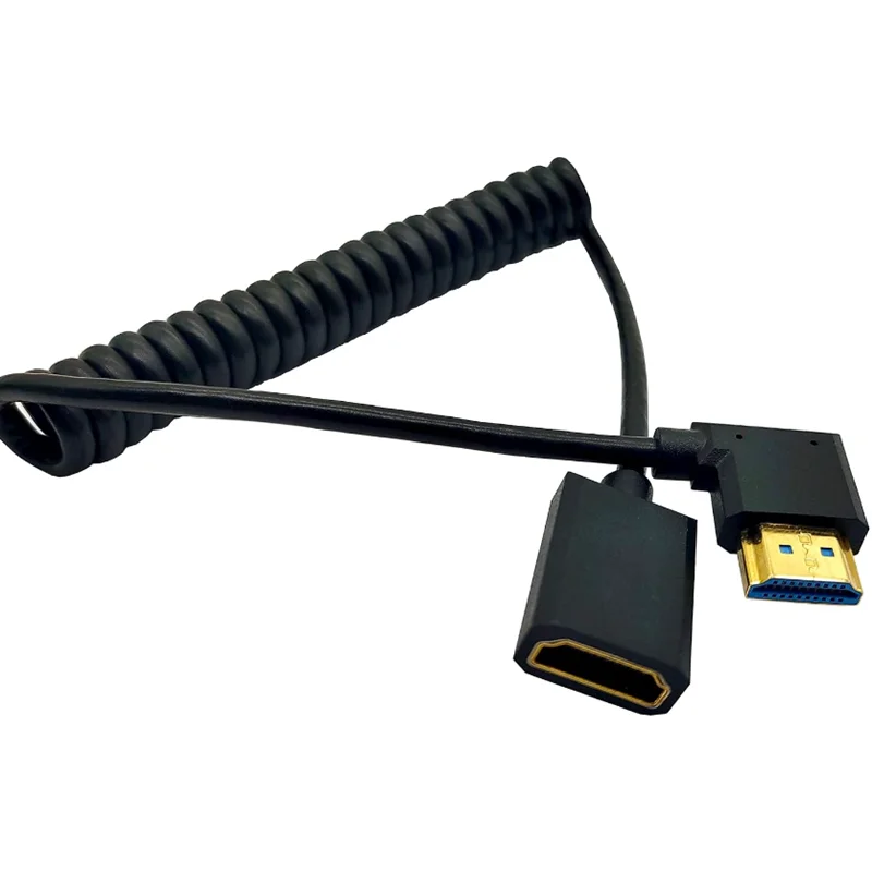 Cable de resorte de expansión de 1,2 m, versión 2,1, 8K @ 60Hz, compatible con HDMI, macho a hembra, ángulo de 90 grados, Cable de extensión OD4.0mm de 1,2 m - imagen 2