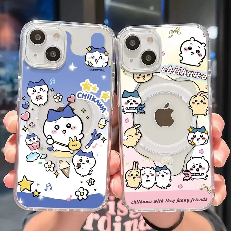 Funda de teléfono magnética Kawaii Chiikawas Cute Ins Magsafe para Samsung Galaxy S25 S24 S23 S22 S21 S20 FE Plus Ultra 5G TPU transparente suave