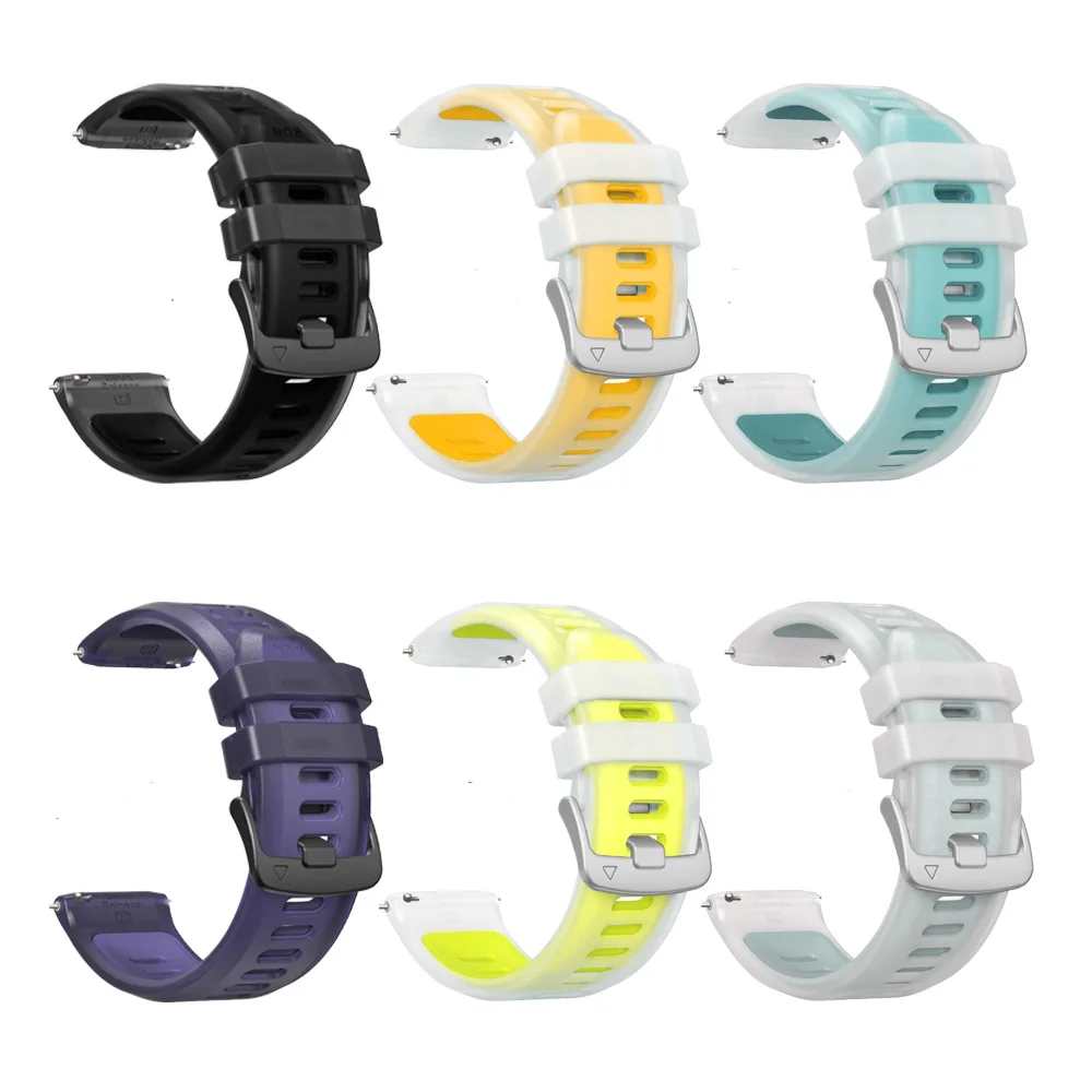 Correa de reloj de silicona de dos tonos de liberación rápida de 22mm para Garmin Forerunner 570 47mm 265 255 Music/Venu 3 2 45mm pulsera deportiva - imagen 4