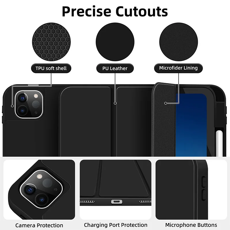 Para iPad A16 11th 10th 9th 8th Air 4th 5th Gen 10,9 pulgadas Funda con portalápices iPad Pro 11 12,9 13 pulgadas Tablet Funda - imagen 4