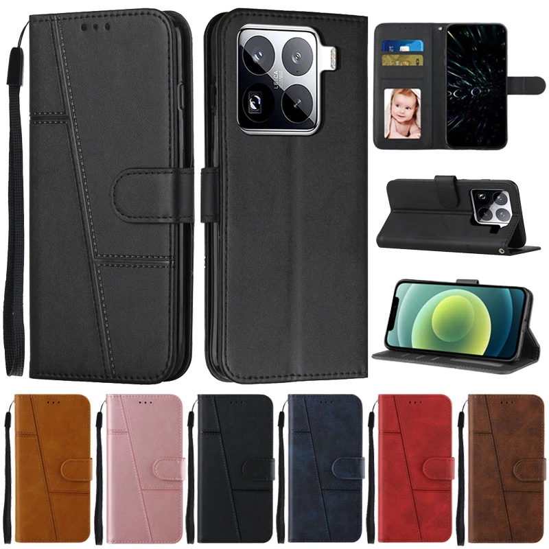 Para Xiaomi 15 Pro funda con tapa tipo billetera cubierta de libro para Coque Xiomi 15 Pro funda de teléfono Xiaomi15 15Pro Fundas protectoras de cuero Fundas - imagen 2