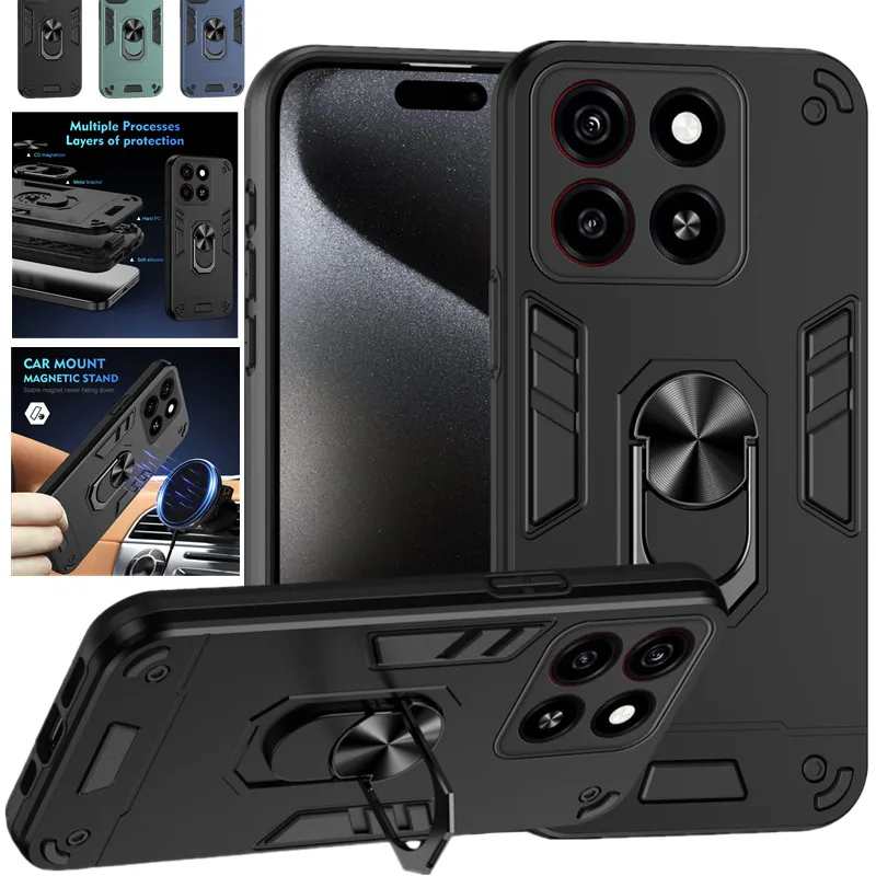 Funda de grado militar para ZTE Blade A35 A55 A54, funda protectora a prueba de golpes, soporte de anillo, Fundas Coque