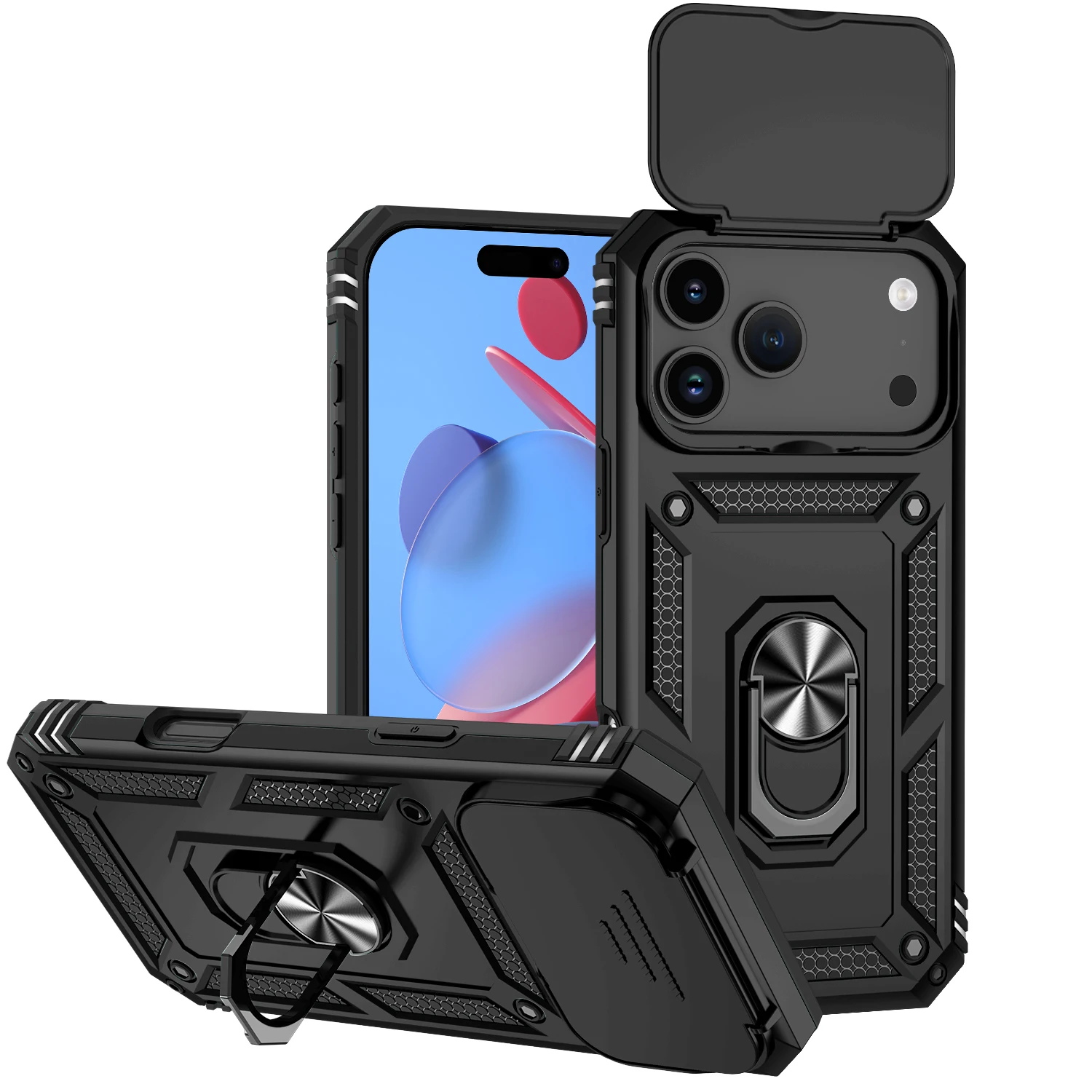 Funda con lente deslizante para iPhone 17 Pro Max, funda para iPhone 17 Pro Max, Fundas con soporte magnético de grado militar, iPhone 17 Pro Max