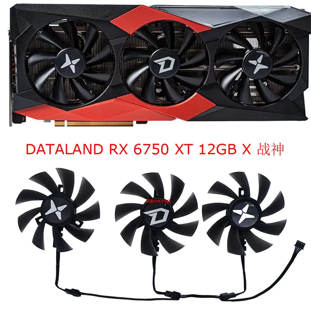 Ventilador de refrigeración para tarjetas de vídeo, Enfriador de GPU VGA, para DATALAND RX 6900 16G X,para DATALAND 6800 16G X,para DATALAND 6750 12G X,para DATALAND 6700 XT 12G-X, FDC10U12S9-C, 3 unidades por juego - imagen 3