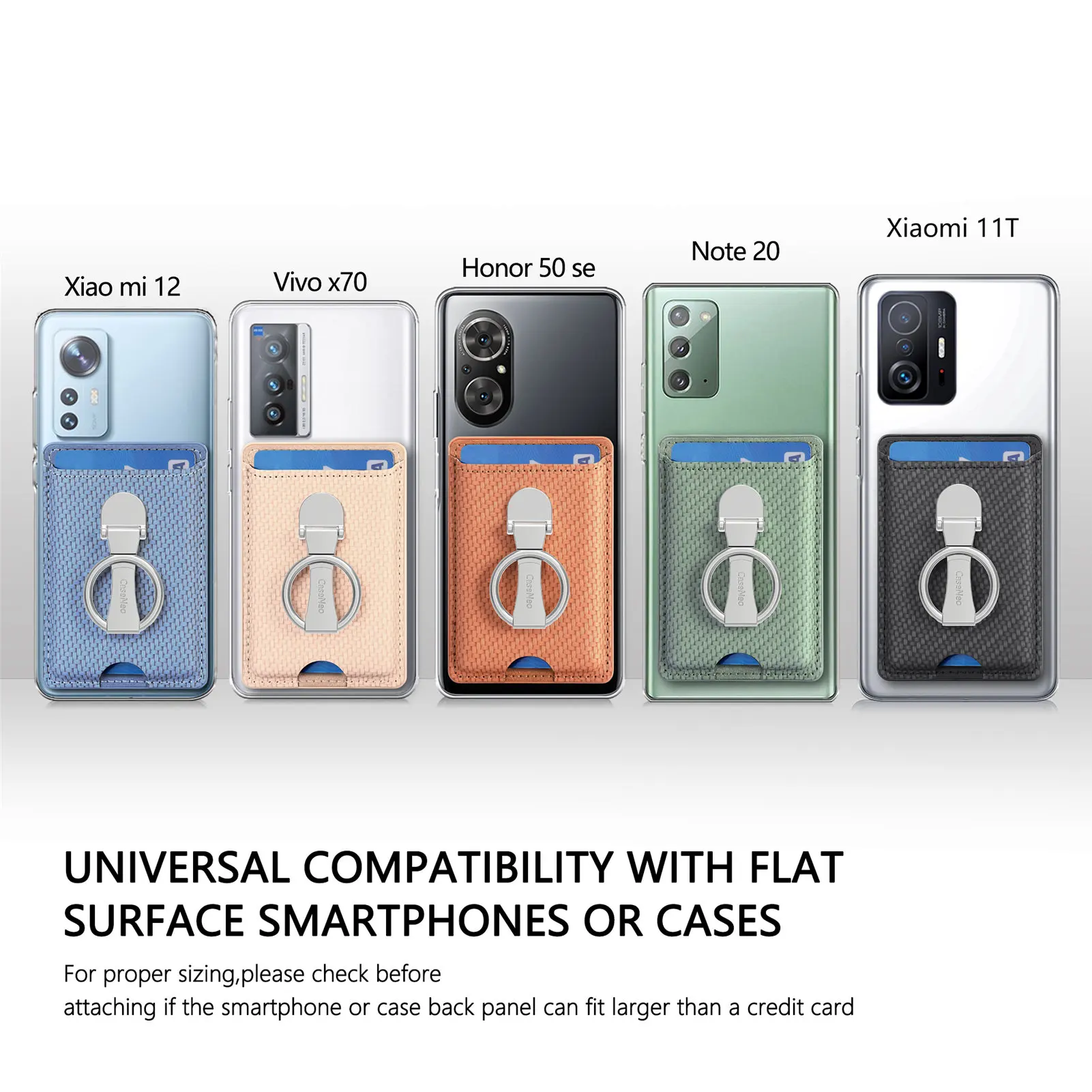 Bolsa de bolsillo con pegatina adhesiva para teléfono móvil, cartera Universal para teléfono móvil, soporte de anillo plegable, para IPhone 15 Pro Max - imagen 3