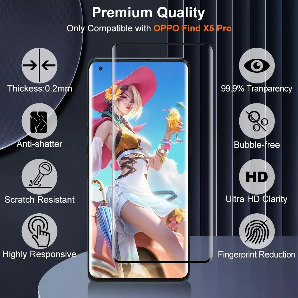 Vidrio templado 9H para OPPO Find X5 Pro/X3 Pro/X3 Neo 2/4 Uds Protector de pantalla curvo 3D - imagen 4