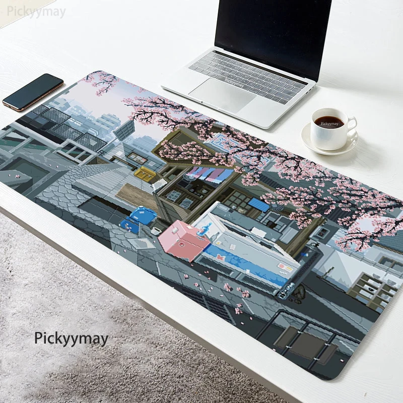 Una almohadilla de ratón con una escena de la ciudad