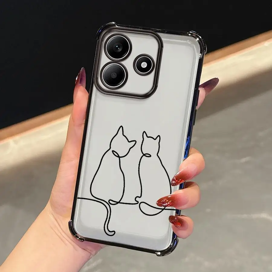Funda de teléfono transparente con diseño de gato de dibujos animados para Xiaomi Redmi A5 13C K80 Pro A3X A3 K80 5G 14C - imagen 5