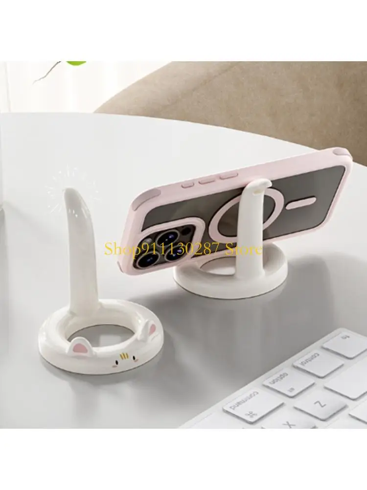 Soporte para teléfono J1HC con ángulos ajustables en forma gatos, organizadores escritorio portátiles para teléfonos 4