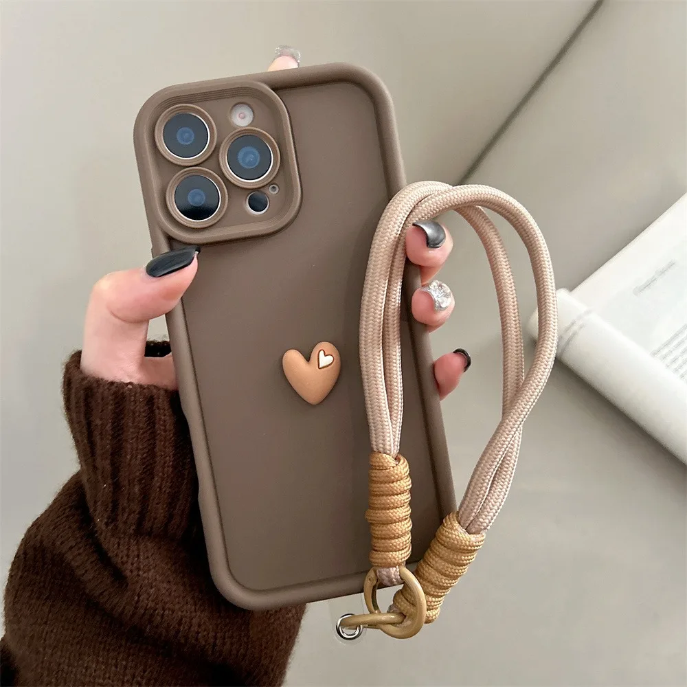 Funda de teléfono con cuerda y cordón suave con corazón de amor 3D para Xiaomi Redmi Note 14 13 12 Pro Plus 5G 13 12S 11S 11 Redmi 12 14C, funda de silicona - imagen 3