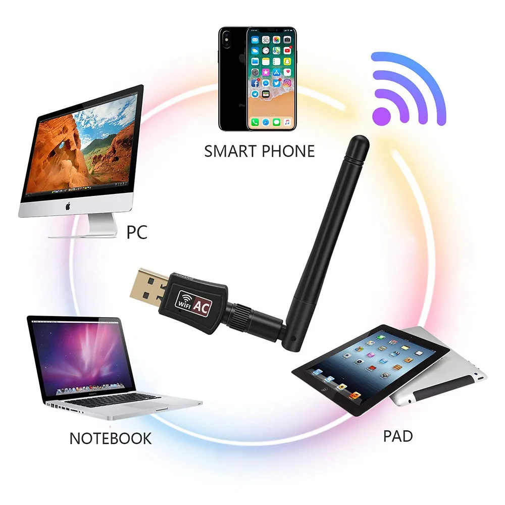 Adaptador WiFi USB 600M Doble Banda para PC y Portátil - imagen 2
