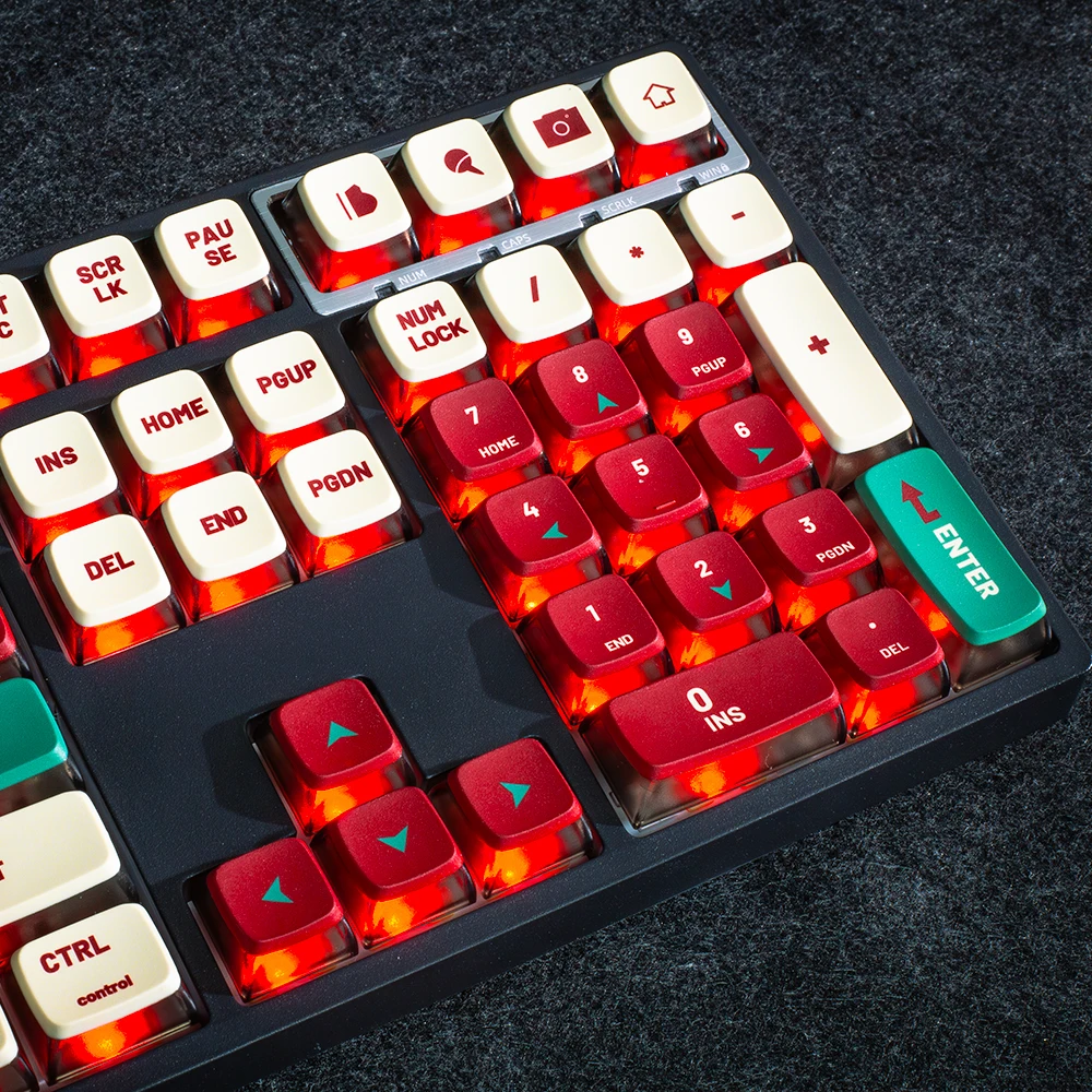 Teclas coreanas rojas Retro, perfil ASA, sublimación térmica PBT, teclas de pudín translúcidas negras de cuatro lados para teclado mecánico - imagen 4