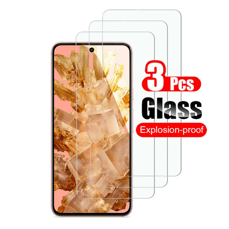 3Pcs for Google Pixel 8 8A Pixel8 Pro Tempered Glass Screen Protector Protect Film 10H Anti-Scratch Toughened Glass Shield Clear