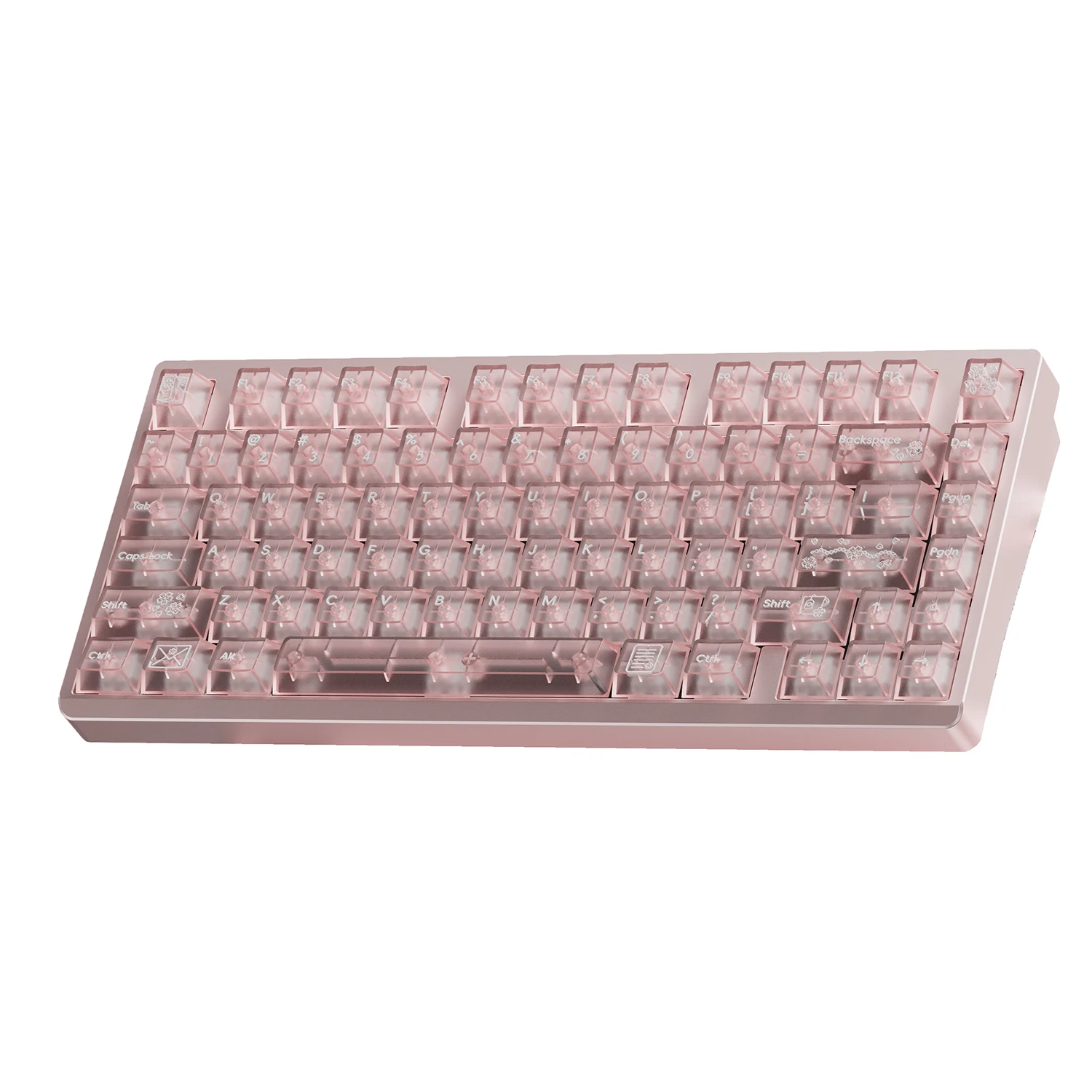 Idobao Sakura Cherry Keycaps Juego de teclas transparentes Pink Cute Keycap Teclas personalizadas para juegos de teclado mecánico