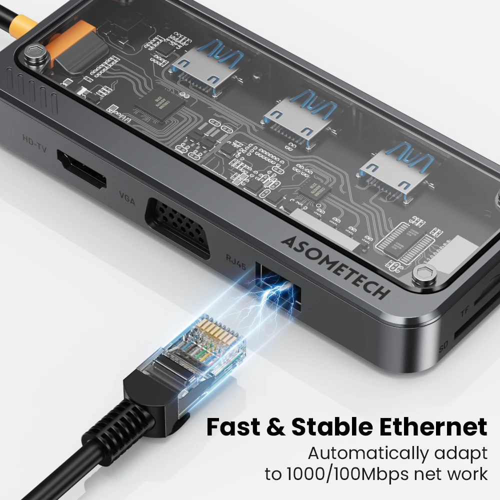 Estación de acoplamiento USB C HUB 10 en 1 tipo C a HDMI compatible con concentrador Usb 3,0 adaptador PD 100W para carga rápida Macbook PC portátil tableta - imagen 5
